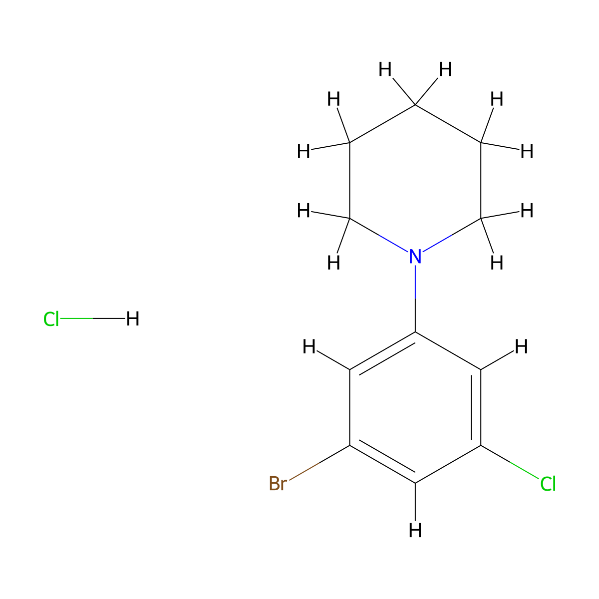 1-Bromo-3-chloro-5-piperidinobenzene HCl molecular structure, CAS 1334500-00-3