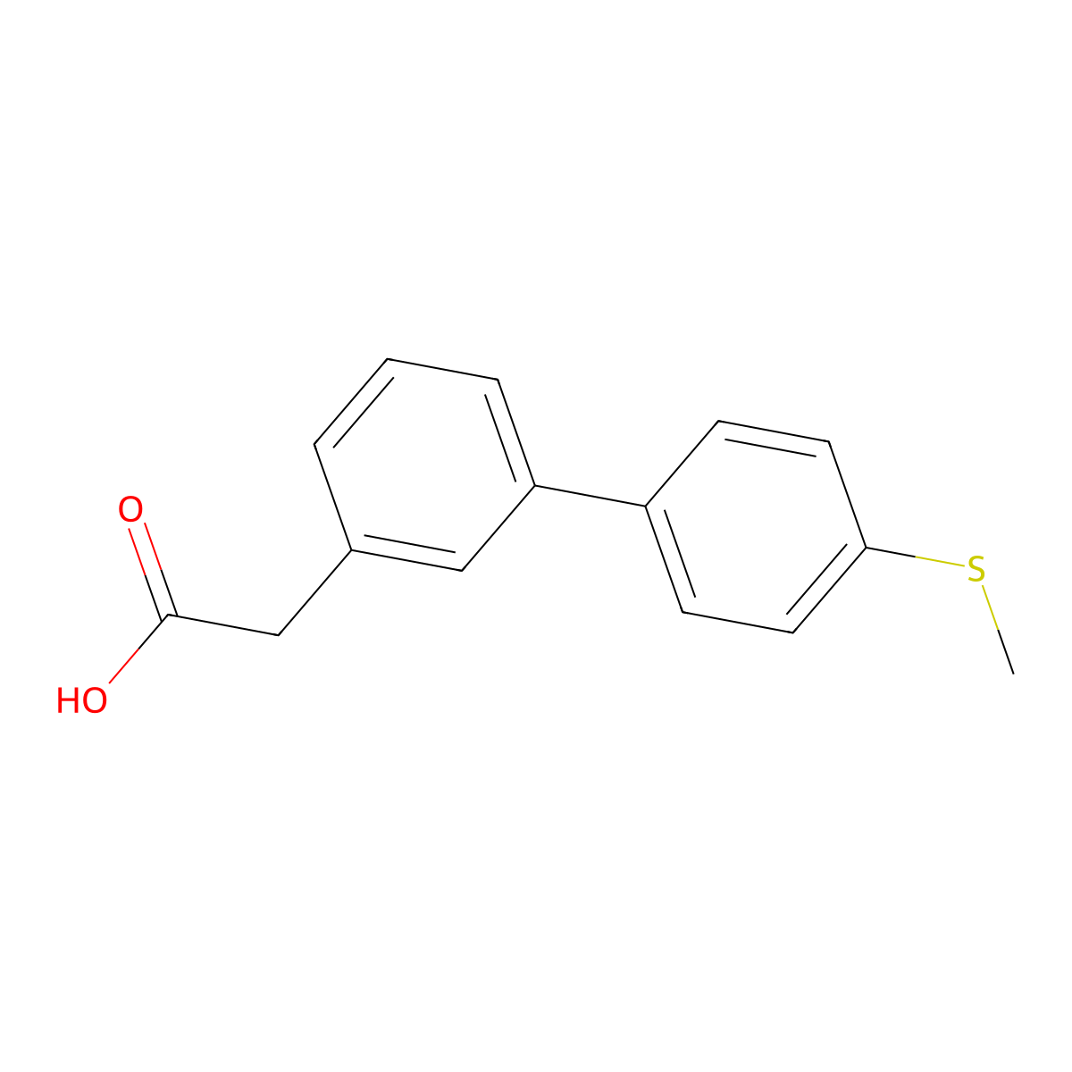 3-[4-(Methylsulfanyl)phenyl]phenylacetic acid molecular structure, CAS 1334500-01-4