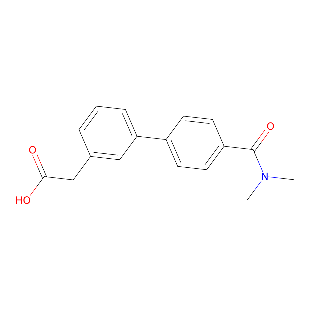 3-[4-(Dimethylcarbamoyl)phenyl]phenylacetic acid molecular structure, CAS 1334500-12-7