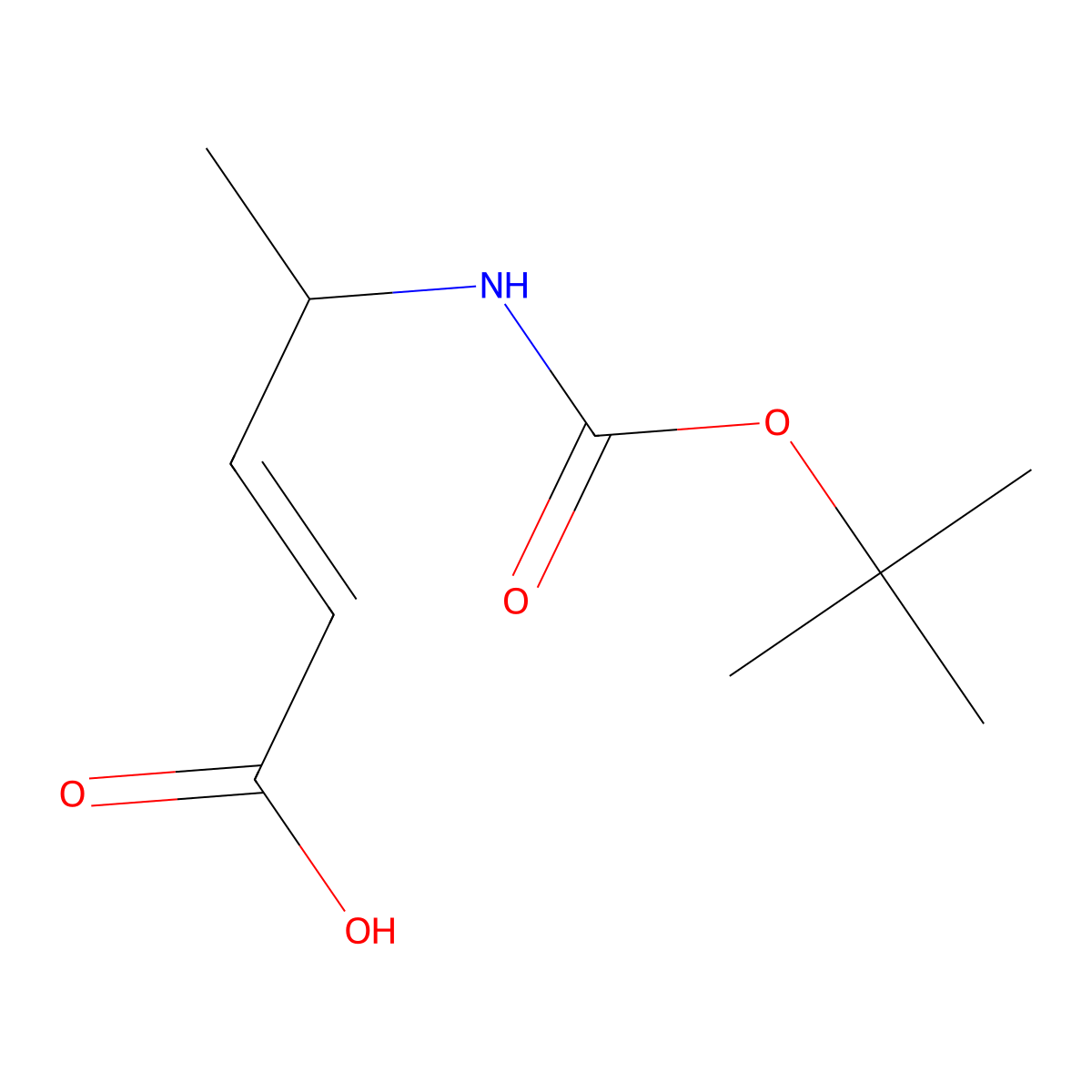 (2E)-4-(((tert-butoxy)carbonyl)amino)pent-2-enoic acid molecular structure, CAS 1334509-60-2