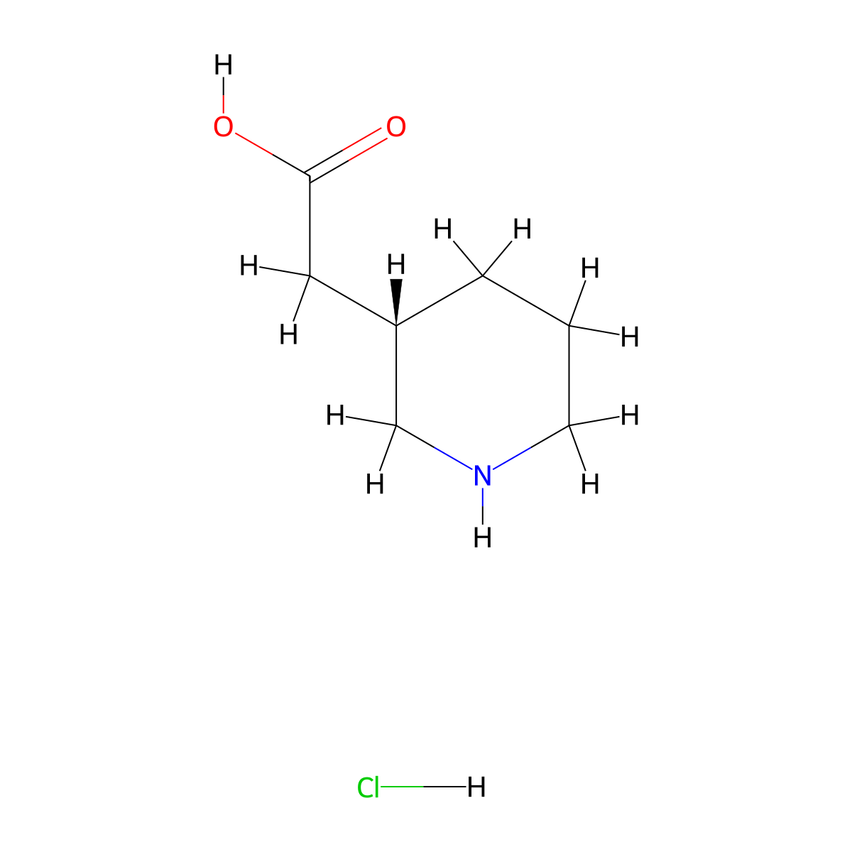 2-((3S)-piperidin-3-yl)acetic acid hydrochloride molecular structure, CAS 1334509-88-4