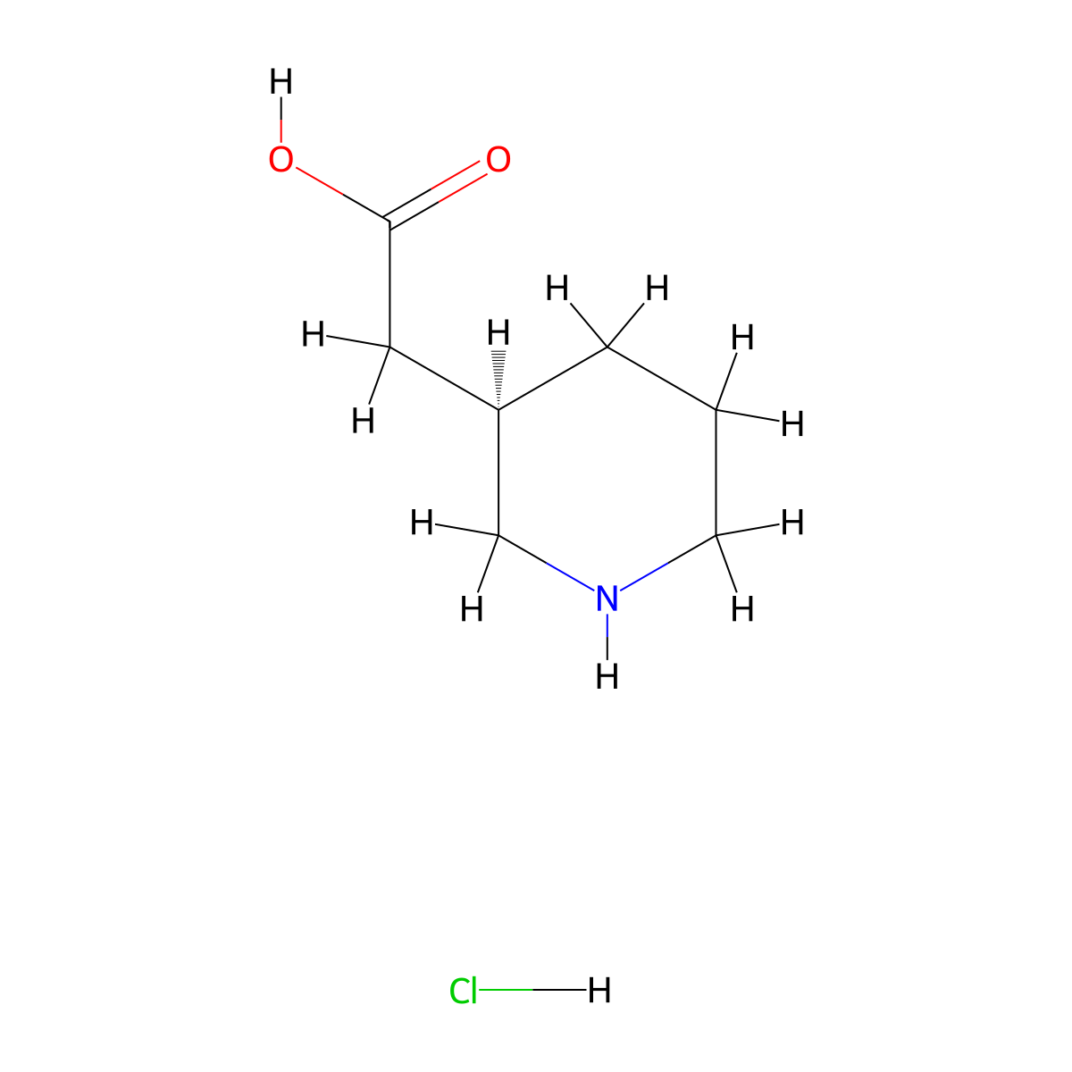 2-[(3R)-piperidin-3-yl]acetic acid hydrochloride molecular structure, CAS 1334509-89-5