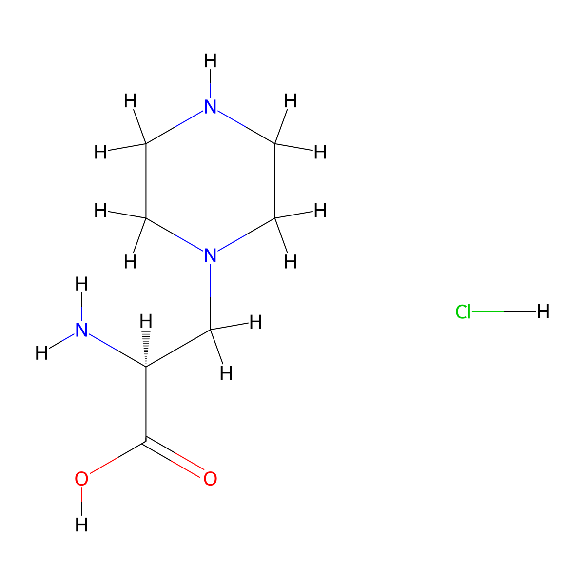 (S)-2-Amino-3-(piperazin-1-yl)propanoic acid hydrochloride molecular structure, CAS 1334509-90-8