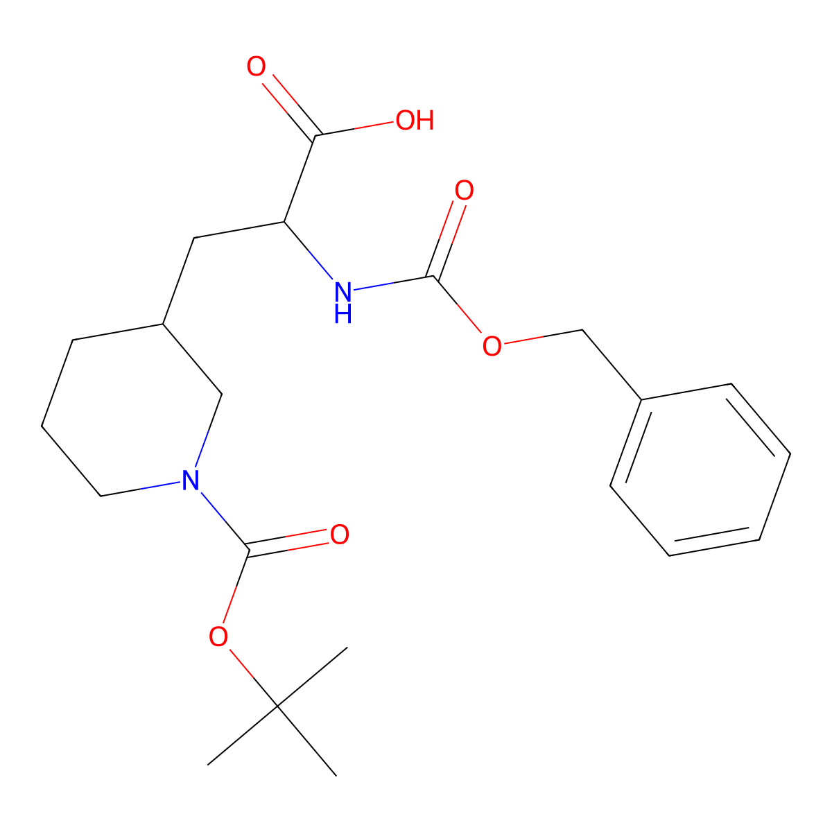 (2S)-2-(((Benzyloxy)carbonyl)amino)-3-(1-(tert-butoxycarbonyl)piperidin-3-yl)propanoic acid molecular structure, CAS 1334512-39-8