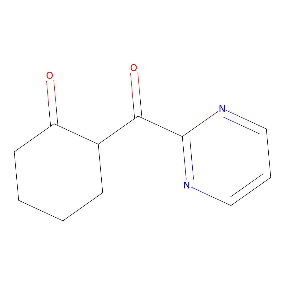 2-(Pyrimidine-2-carbonyl)cyclohexan-1-one molecular structure, CAS 1334527-67-1