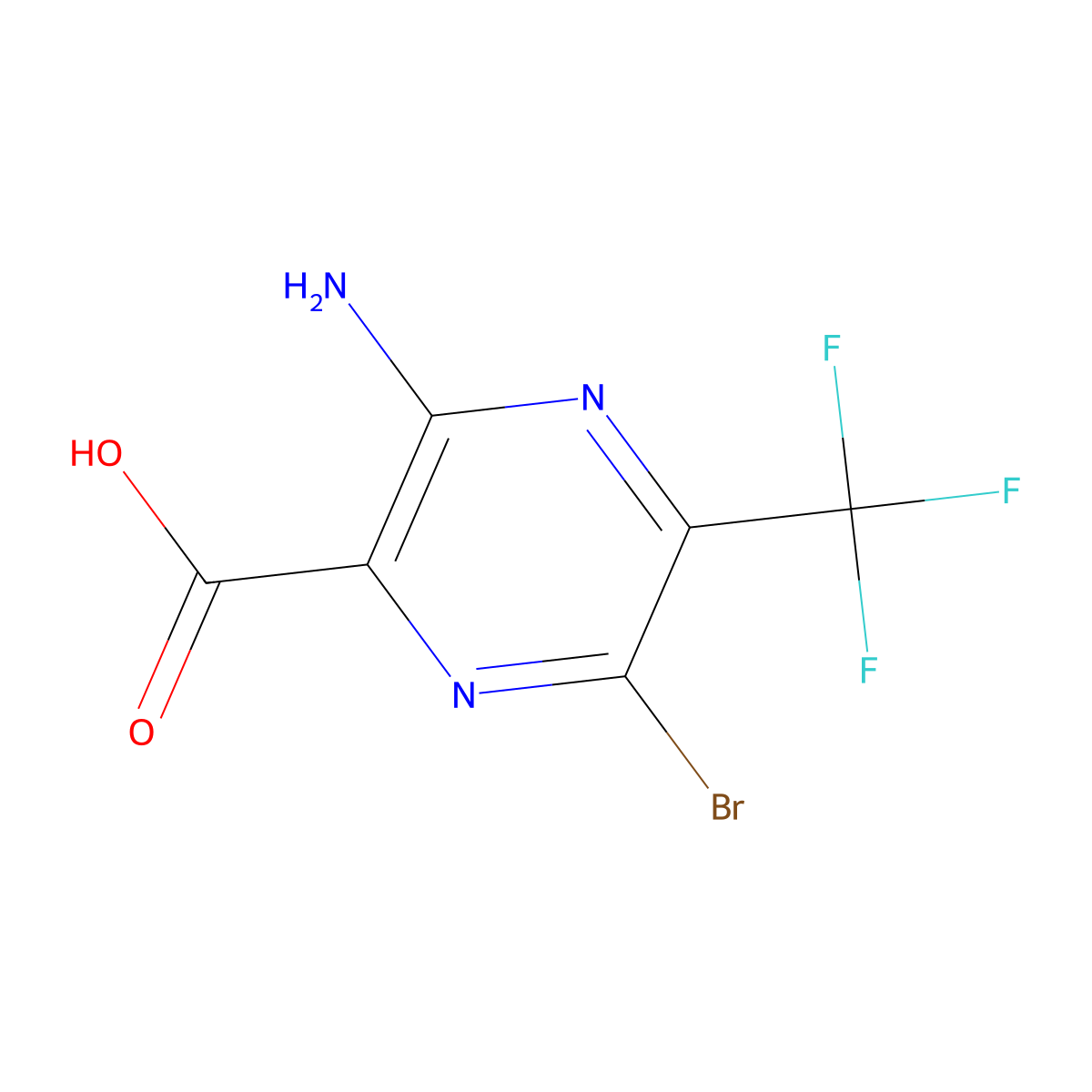 3-Amino-6-bromo-5-trifluoromethyl-pyrazine-2-carboxylic acid molecular structure, CAS 1334547-03-3