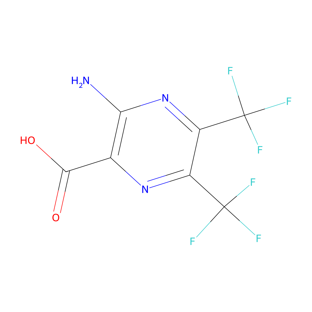 3-Amino-5,6-bis(trifluoromethyl)pyrazine-2-carboxylic acid molecular structure, CAS 1334547-11-3