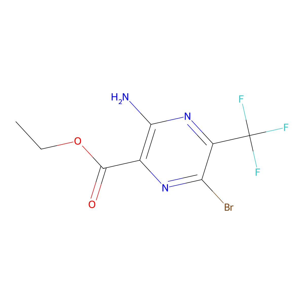 Ethyl 3-amino-6-bromo-5-(trifluoromethyl)pyrazine-2-carboxylate molecular structure, CAS 1334547-13-5