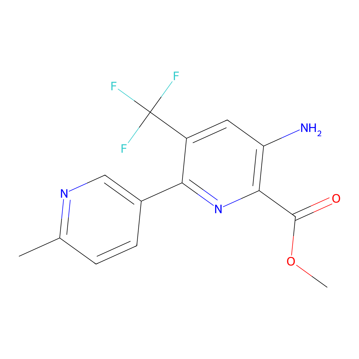 5-Amino-6'-methyl-3-trifluoromethyl-[2,3']bipyridinyl-6-carboxylic acid methyl ester molecular structure, CAS 1334547-26-0