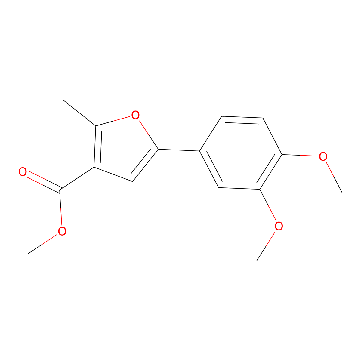 3-Furancarboxylic acid, 5-(3,4-dimethoxyphenyl)-2-methyl-, methyl ester molecular structure, CAS 1334598-61-6