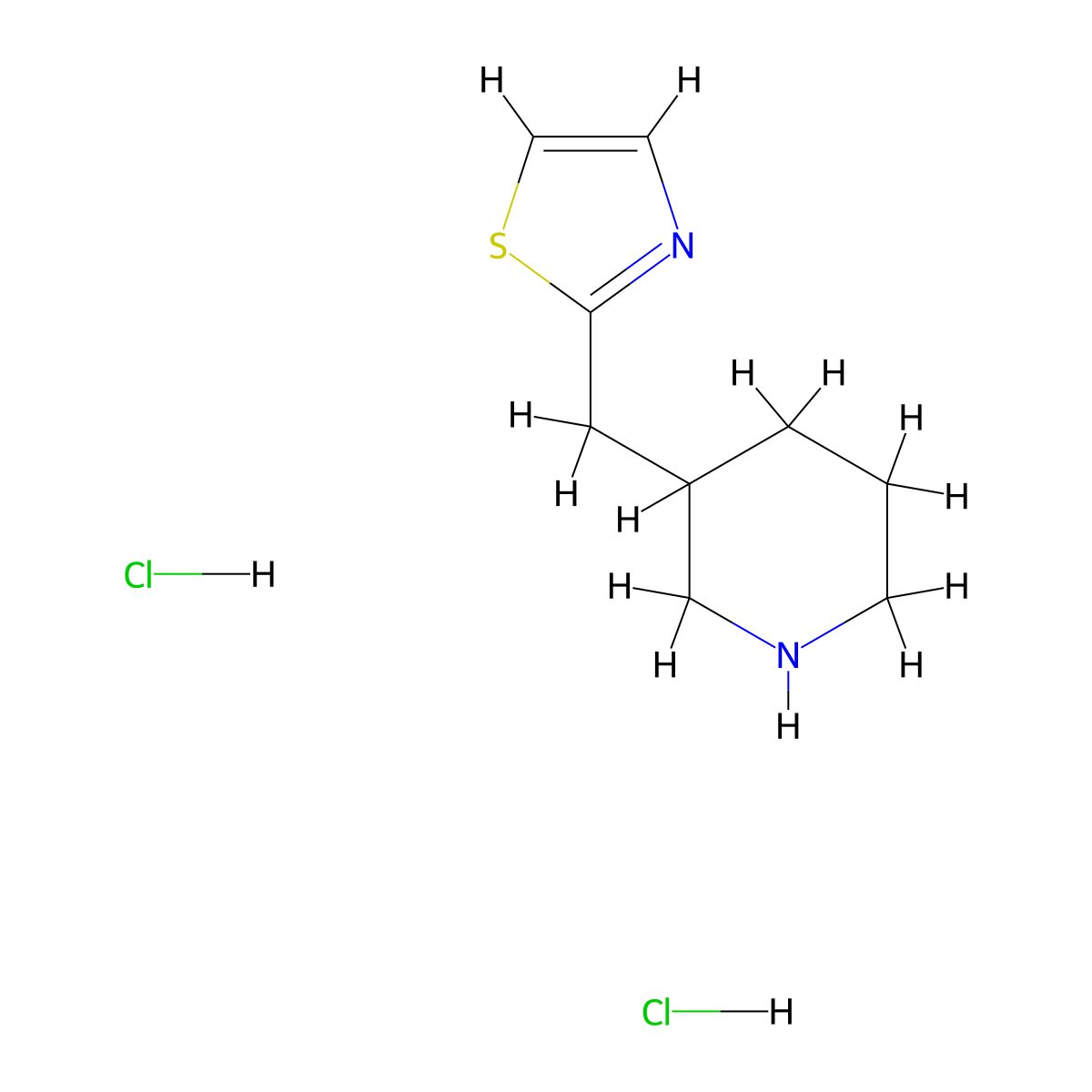 3-Thiazol-2-ylmethyl-piperidine dihydrochloride molecular structure, CAS 1334602-90-2