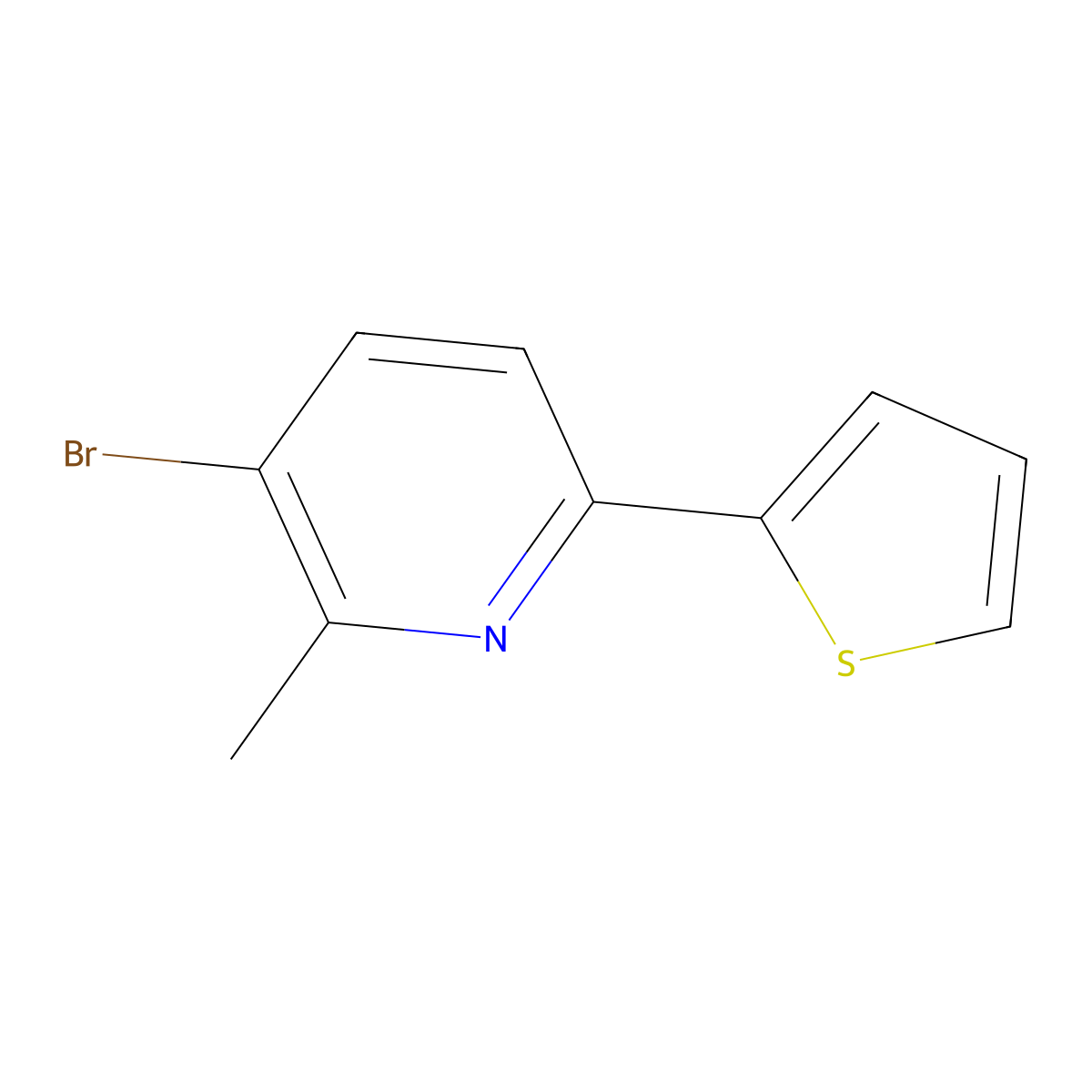 3-Bromo-2-methyl-6-(thiophen-2-yl)pyridine molecular structure, CAS 1334605-99-0