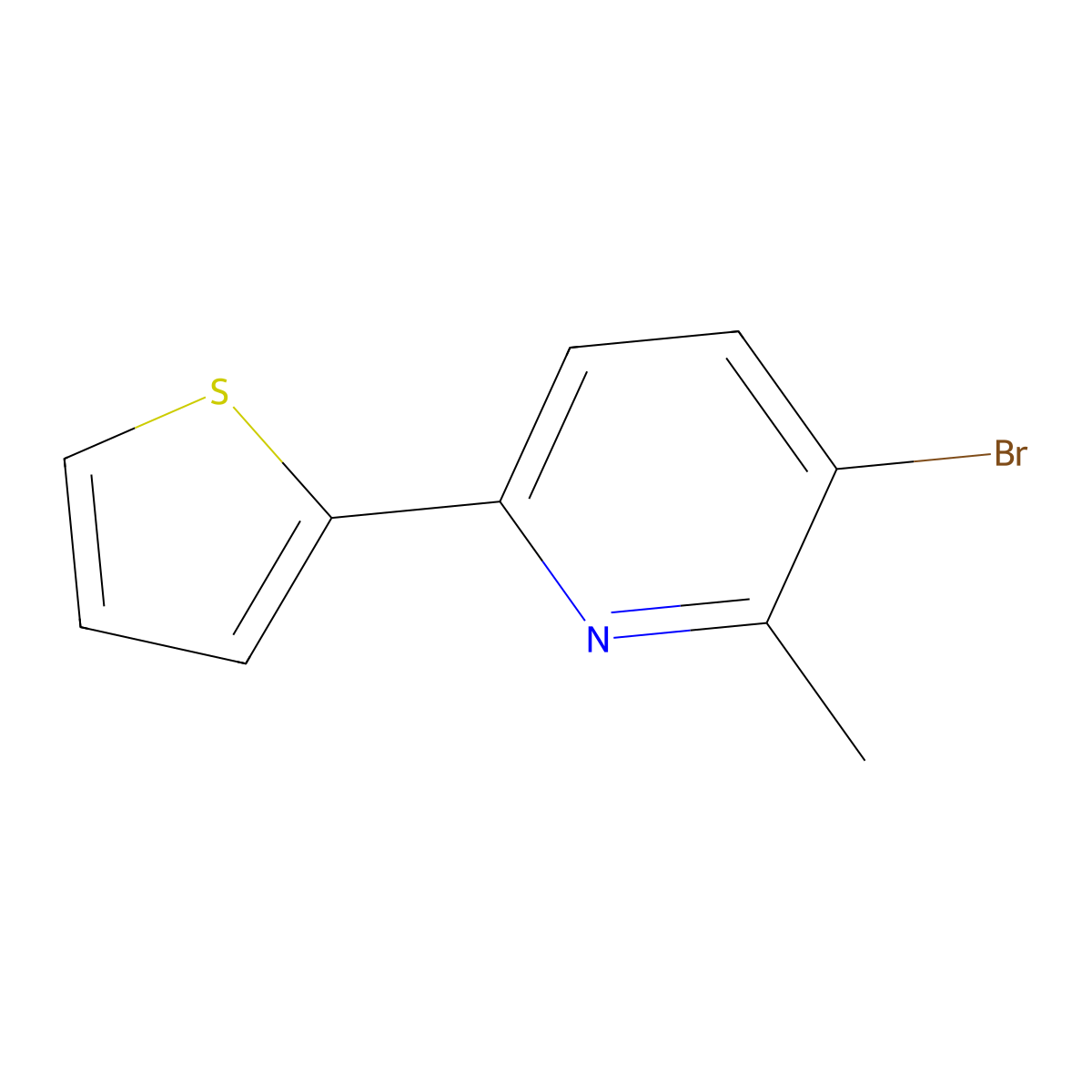 3-Bromo-2-methyl-6-(thiophen-2-yl)pyridine molecular structure, CAS 1334605-99-0