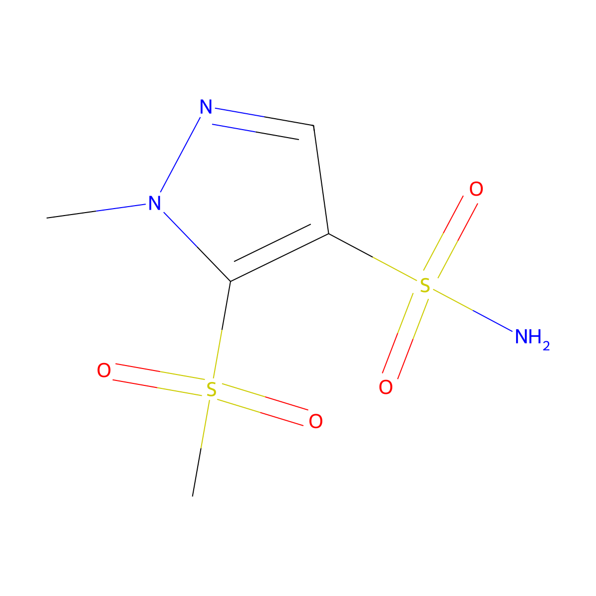 5-methanesulfonyl-1-methyl-1H-pyrazole-4-sulfonamide molecular structure, CAS 1334615-15-4