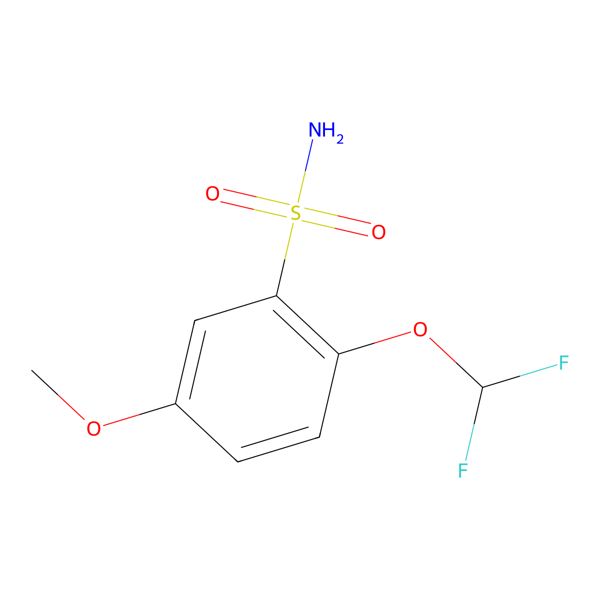 2-(Difluoromethoxy)-5-methoxybenzene-1-sulfonamide molecular structure, CAS 1334625-55-6
