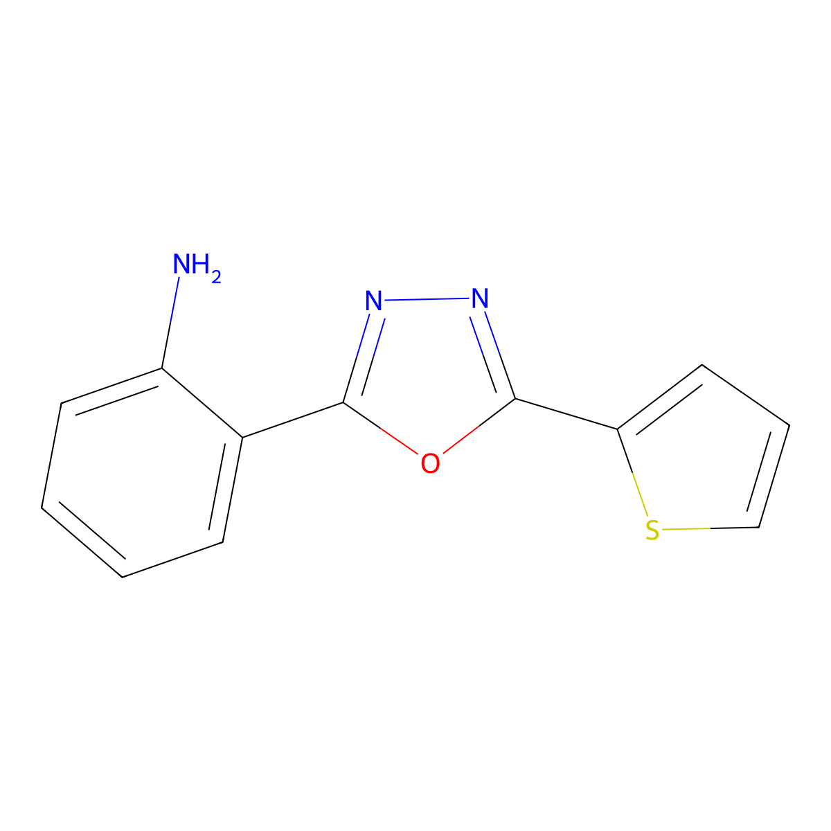 2-(5-(Thiophen-2-yl)-1,3,4-oxadiazol-2-yl)aniline molecular structure, CAS 1334629-68-3