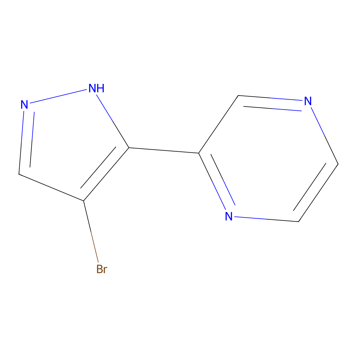 2-(4-bromo-1H-pyrazol-3-yl)pyrazine molecular structure, CAS 1334638-80-0