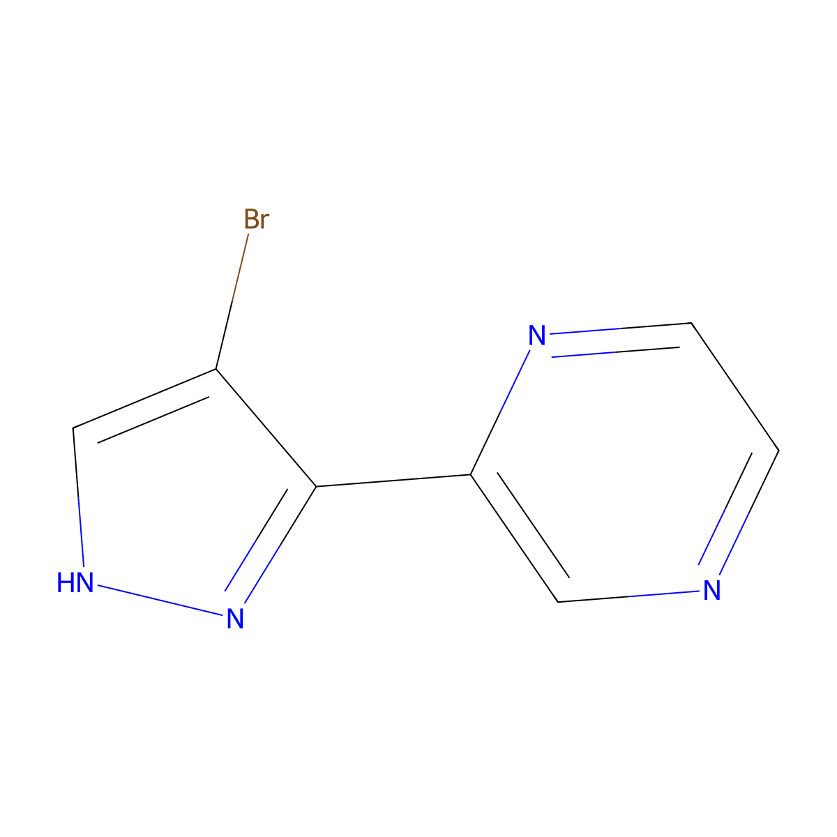 2-(4-bromo-1H-pyrazol-3-yl)pyrazine molecular structure, CAS 1334638-80-0