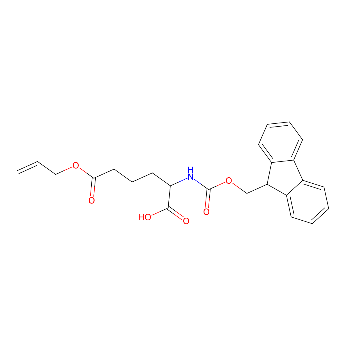 (S)-2-((((9H-Fluoren-9-yl)methoxy)carbonyl)amino)-6-(allyloxy)-6-oxohexanoic acid molecular structure, CAS 133464-45-6