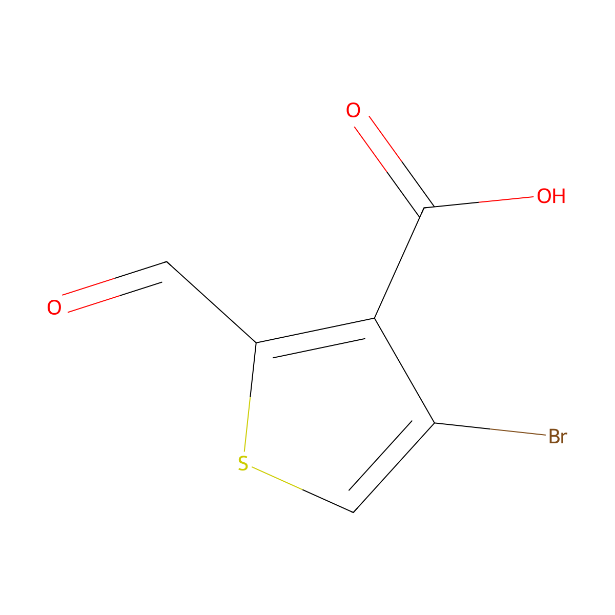 4-Bromo-2-formylthiophene-3-carboxylic acid molecular structure, CAS 1334640-34-4