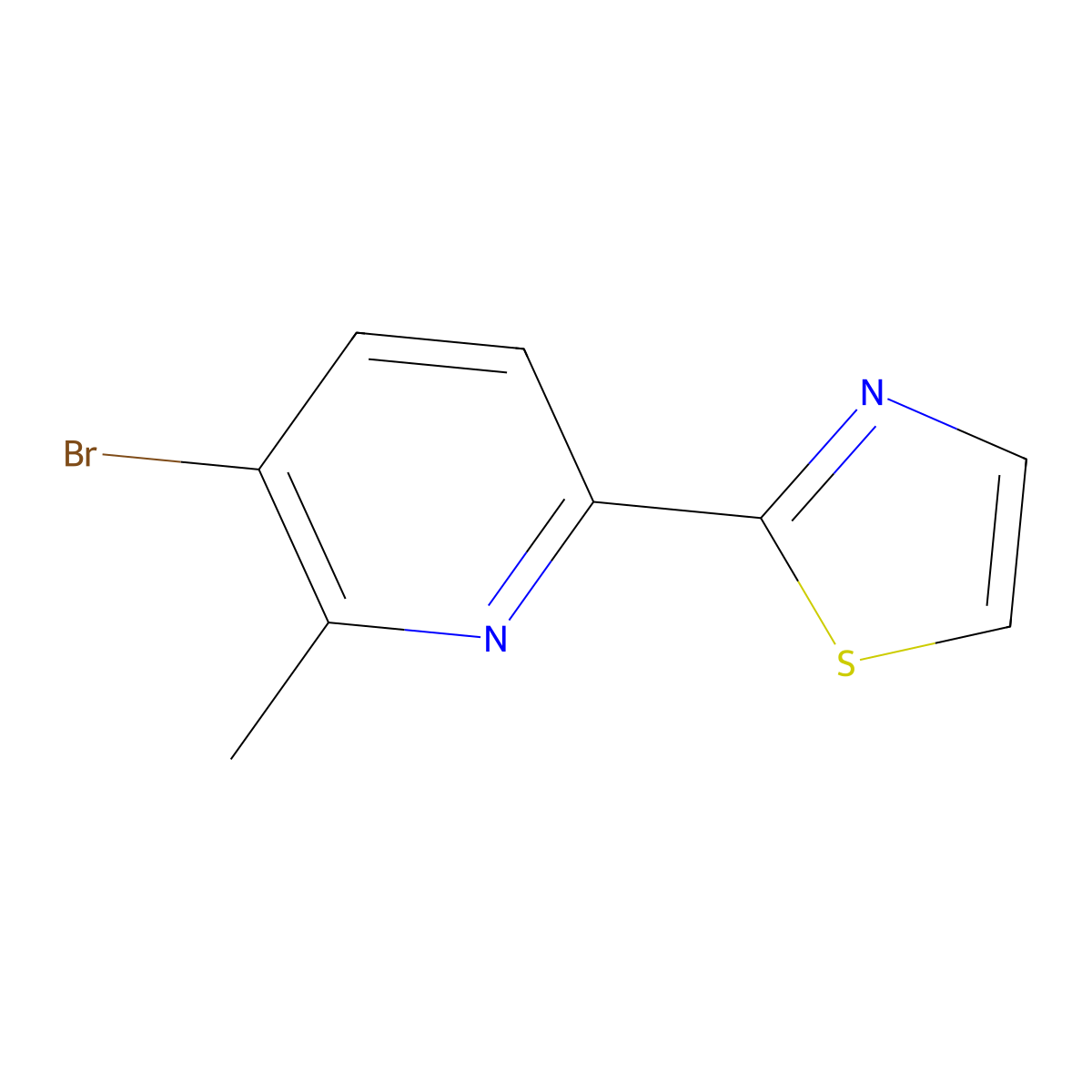 2-(5-Bromo-6-methylpyridin-2-yl)thiazole molecular structure, CAS 1334646-89-7