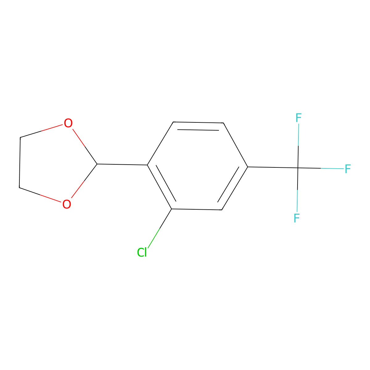 2-[2-Chloro-4-(trifluoromethyl)phenyl]-1,3-dioxolane molecular structure, CAS 1334648-18-8
