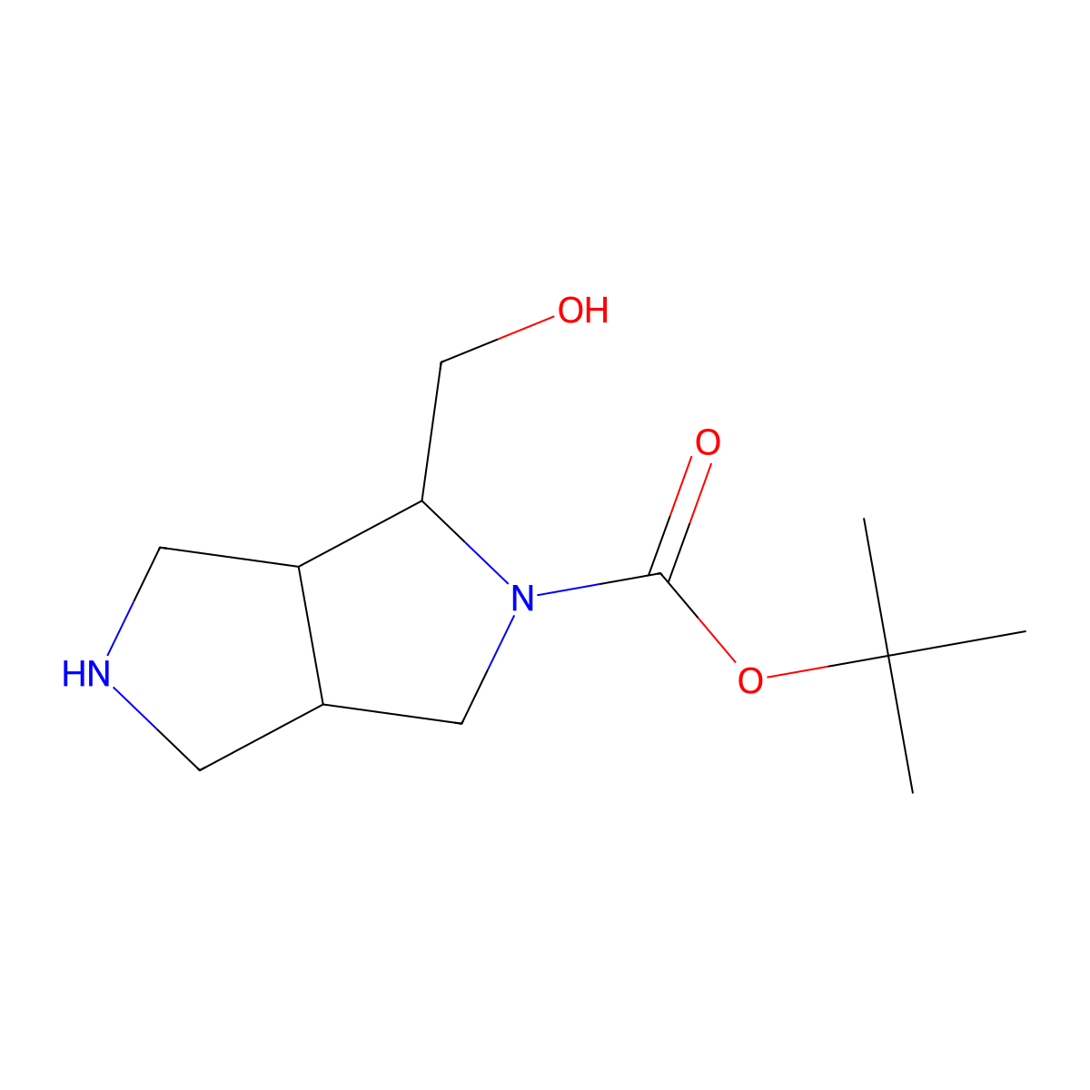 tert-butyl 4-(hydroxymethyl)-2,3,3a,4,6,6a-hexahydro-1H-pyrrolo[3,4-c]pyrrole-5-carboxylate molecular structure, CAS 1334652-10-6