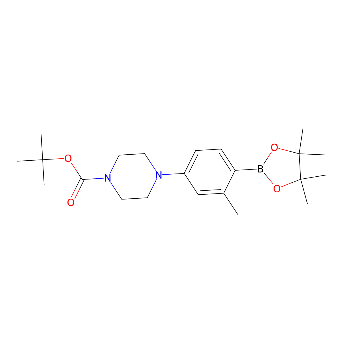 Tert-butyl 4-(3-methyl-4-(4,4,5,5-tetramethyl-1,3,2-dioxaborolan-2-yl)phenyl)piperazine-1-carboxylate molecular structure, CAS 1334659-94-7