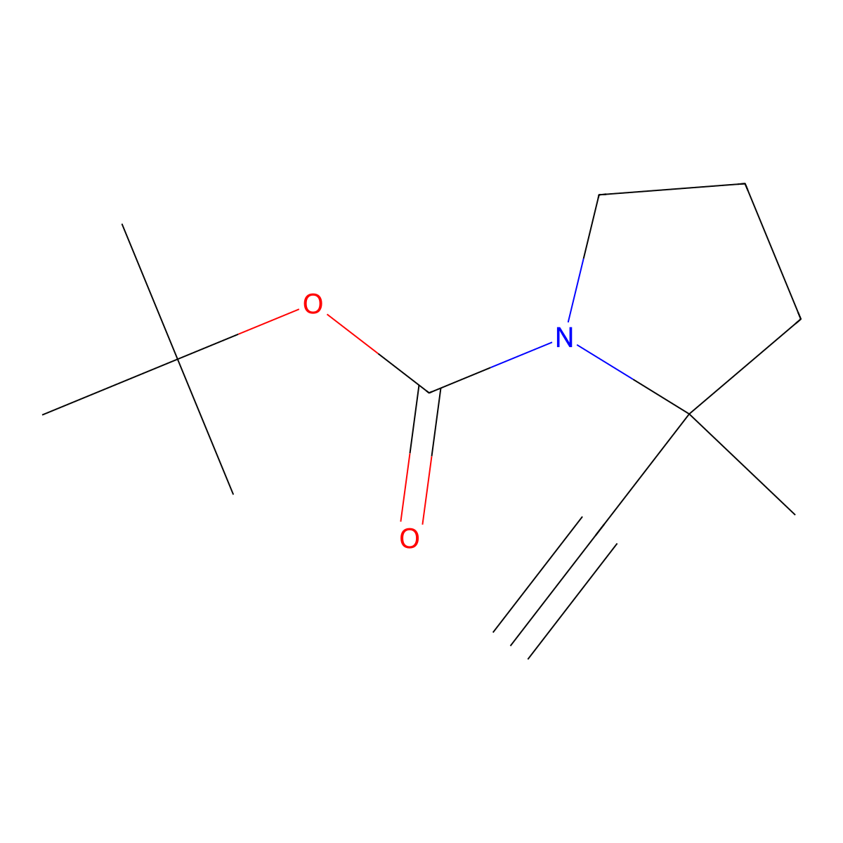 Tert-butyl 2-ethynyl-2-methylpyrrolidine-1-carboxylate molecular structure, CAS 1334666-51-1