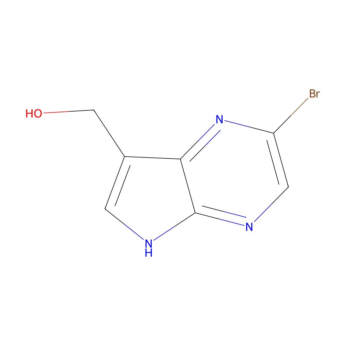 (2-bromo-5H-pyrrolo[2,3-b]pyrazin-7-yl)methanol molecular structure, CAS 1334674-88-2