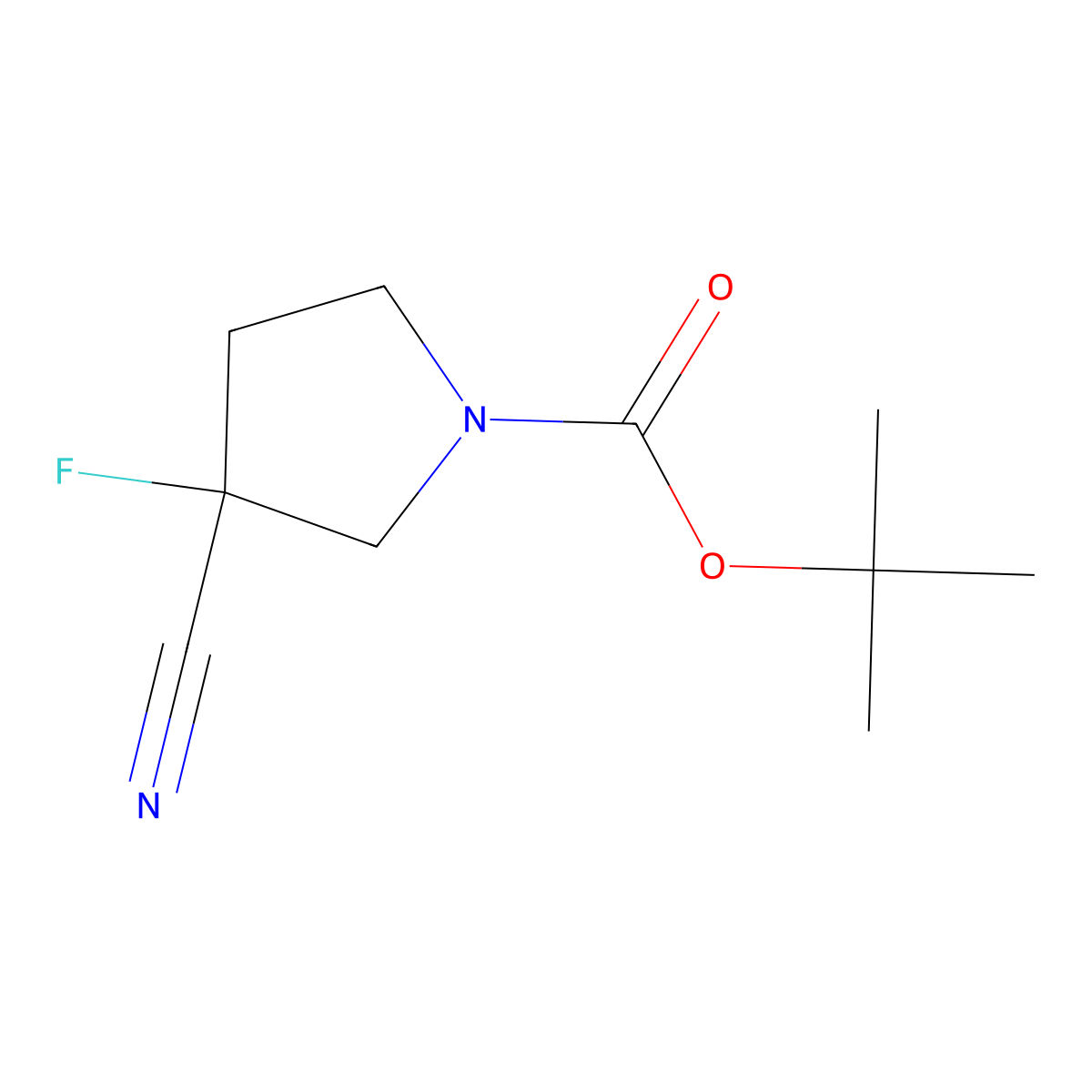 Tert-butyl 3-cyano-3-fluoropyrrolidine-1-carboxylate molecular structure, CAS 1334675-01-2