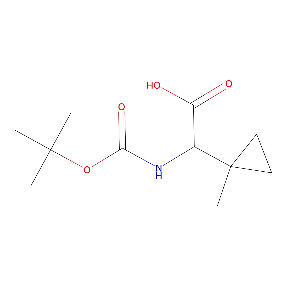 (R)-2-(Boc-amino)-2-(1-methylcyclopropyl)acetic Acid molecular structure, CAS 1334675-16-9