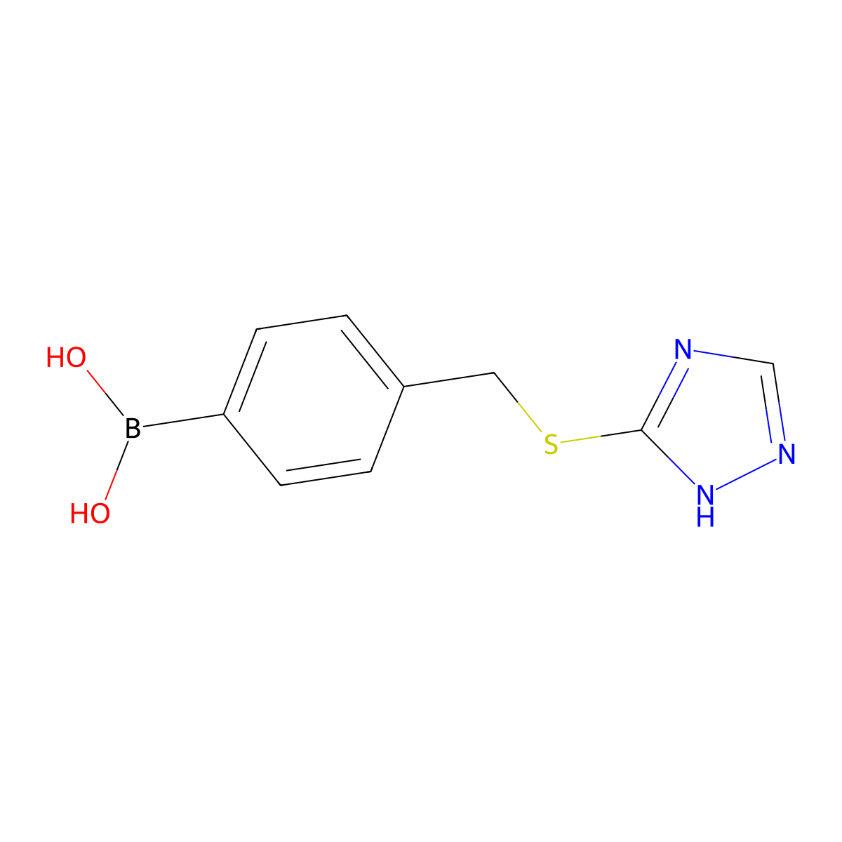 {4-[(1H-1,2,4-triazol-5-ylsulfanyl)methyl]phenyl}boronic acid molecular structure, CAS 1334683-85-0