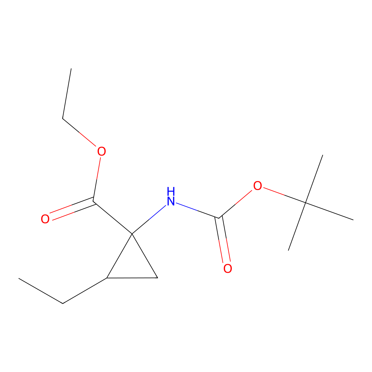 Ethyl (1R,2R)-1-(Boc-amino)-2-ethylcyclopropanecarboxylate molecular structure, CAS 1334701-70-0