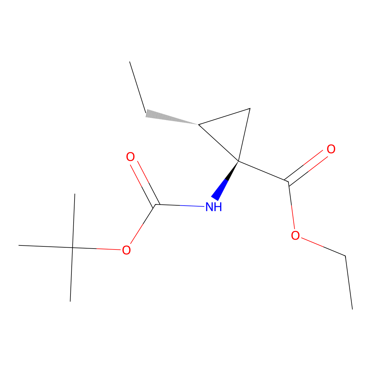 Ethyl (1R,2R)-1-(Boc-amino)-2-ethylcyclopropanecarboxylate molecular structure, CAS 1334701-70-0