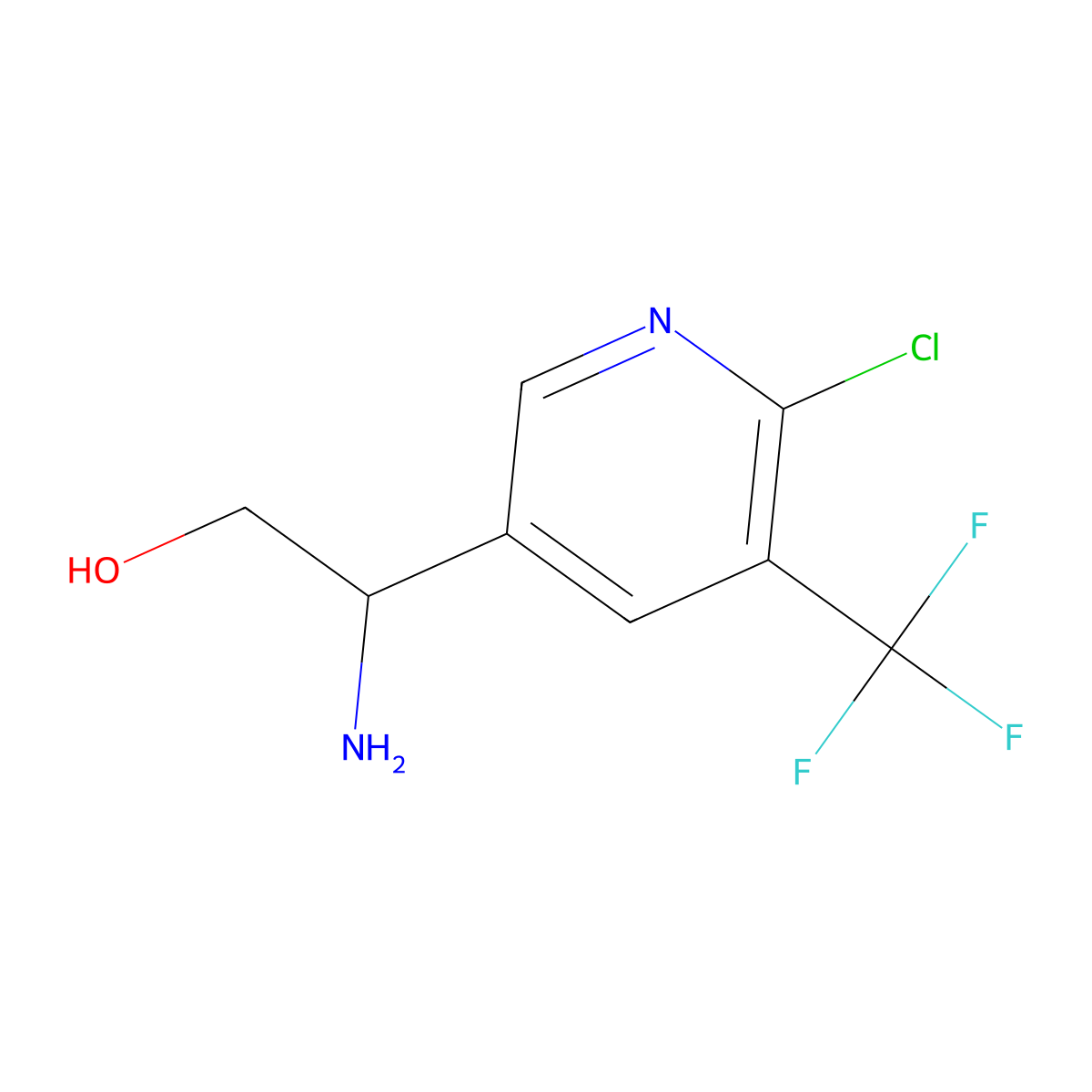 (2R)-2-amino-2-[6-chloro-5-(trifluoromethyl)pyridin-3-yl]ethan-1-ol molecular structure, CAS 1334781-06-4