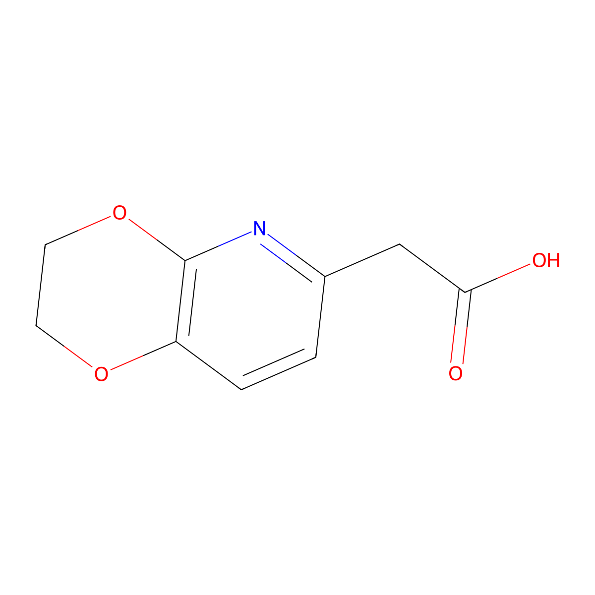 2-(2,3-Dihydro-[1,4]dioxino[2,3-b]pyridin-6-yl)acetic acid molecular structure, CAS 1334784-92-7