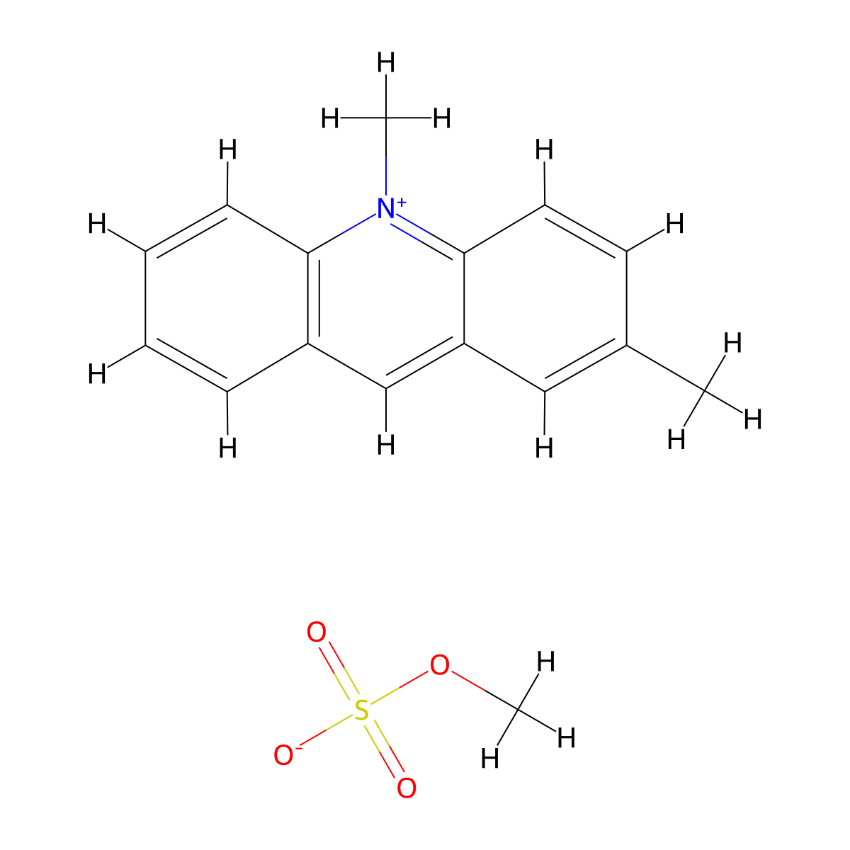 2,10-Dimethylacridinium methyl sulfate molecular structure, CAS 13348-58-8