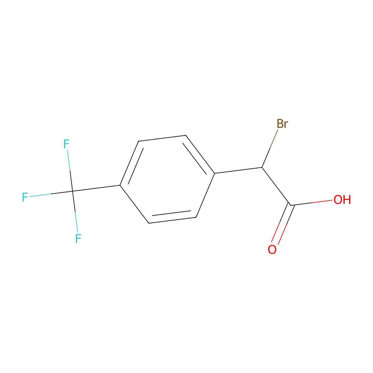 2-Bromo-2-[4-(trifluoromethyl)phenyl]acetic acid molecular structure, CAS 133486-71-2
