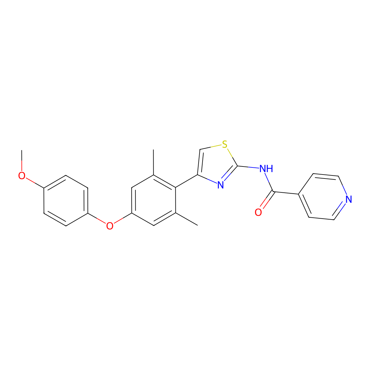 N-(4-(4-(4-Methoxyphenoxy)-2,6-dimethylphenyl)thiazol-2-yl)isonicotinamide molecular structure, CAS 1334921-03-7