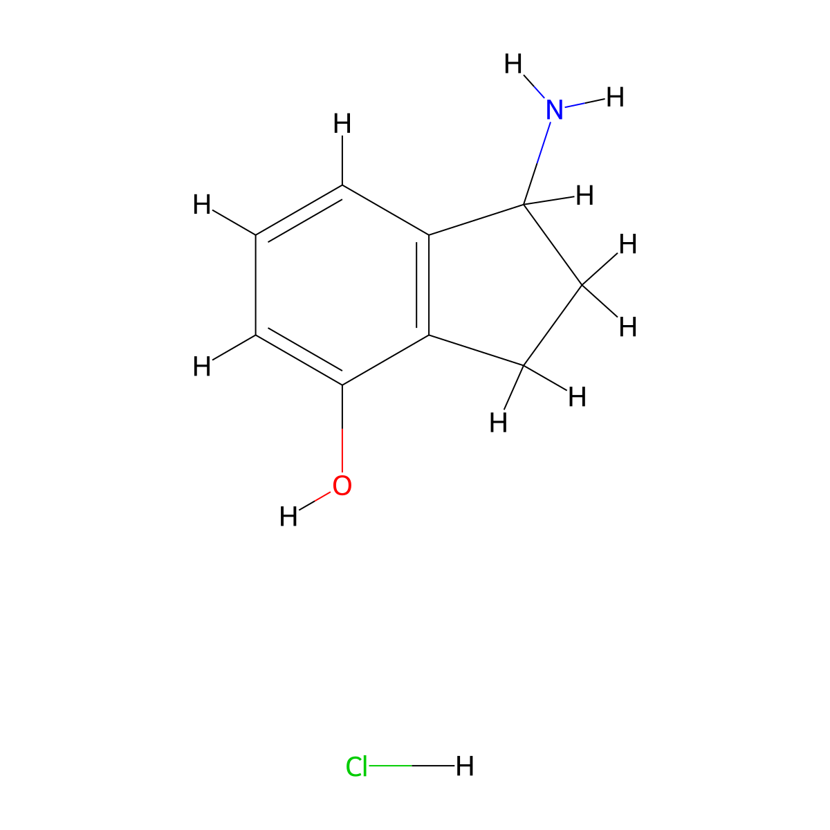 1-amino-2,3-dihydro-1H-inden-4-ol hydrochloride molecular structure, CAS 133497-59-3