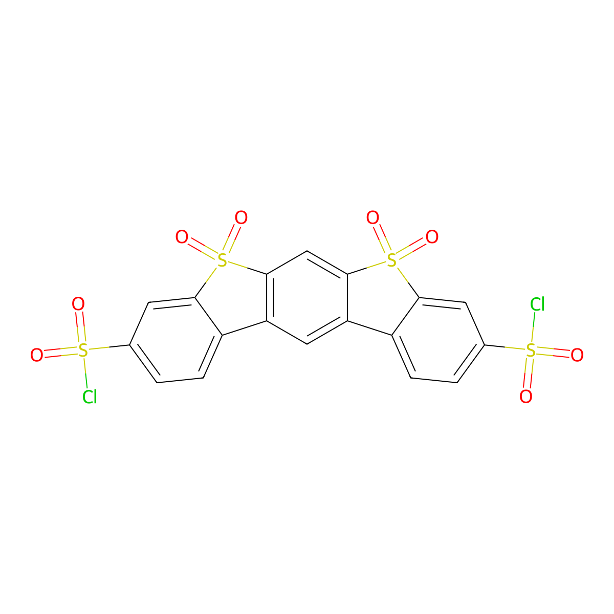 Tetraoxo-dibenzo(D,D')benzo(1,2-B,5,4-B')dithiophene-3,9-disulfonyl dichloride molecular structure, CAS 133498-91-6