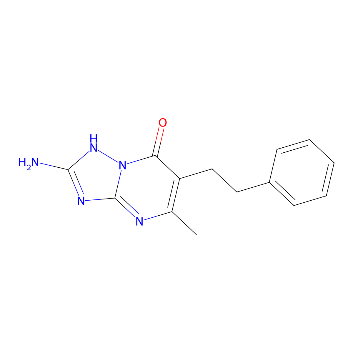 2-amino-5-methyl-6-(2-phenylethyl)[1,2,4]triazolo[1,5-a]pyrimidin-7(4H)-one molecular structure, CAS 1335026-84-0