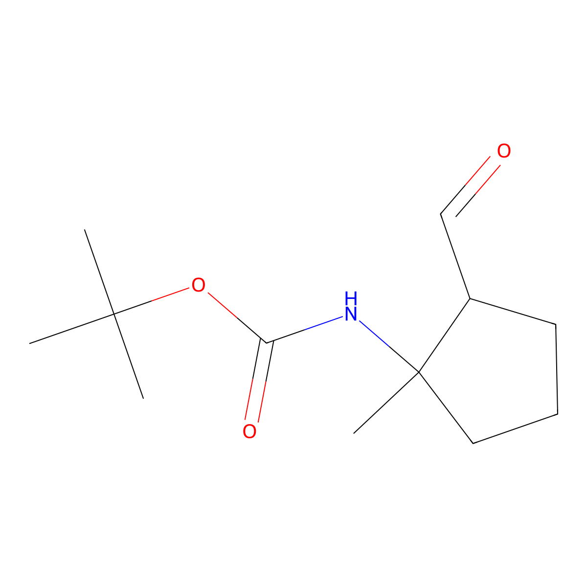 N-Boc-(+/-)-cis 2-amino-2-methyl-cyclopentane-carbaldehyde molecular structure, CAS 1335031-56-5