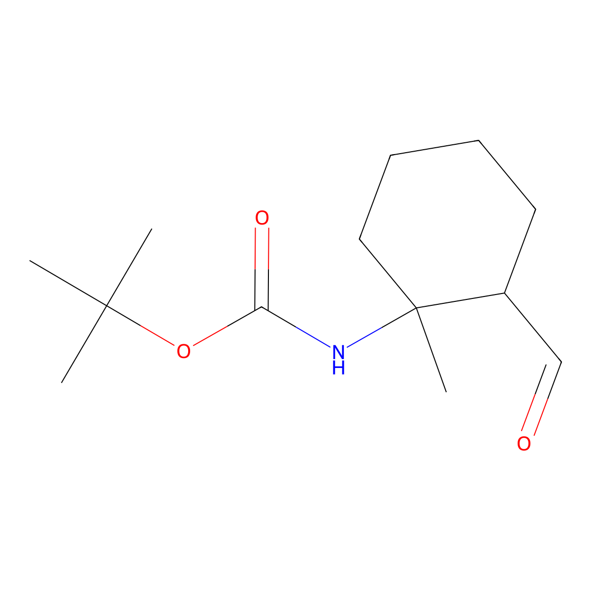 N-Boc-(+/-)-cis-2-amino-2-methylcyclohexane-carbaldehyde molecular structure, CAS 1335032-00-2