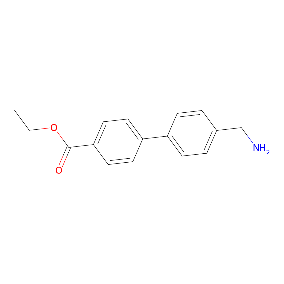 Ethyl 4'-(aminomethyl)-[1,1'-biphenyl]-4-carboxylate molecular structure, CAS 1335041-32-1