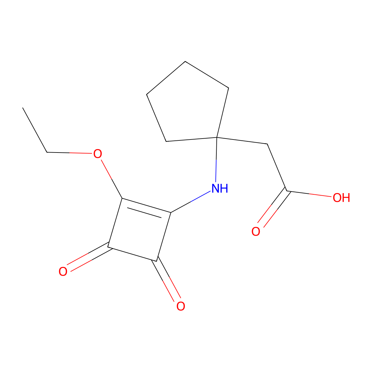 1[(2-Ethoxy-3,4-dioxocyclobut-1-en-1-yl)amino]cyclopentyl]acetic acid molecular structure, CAS 1335041-85-4