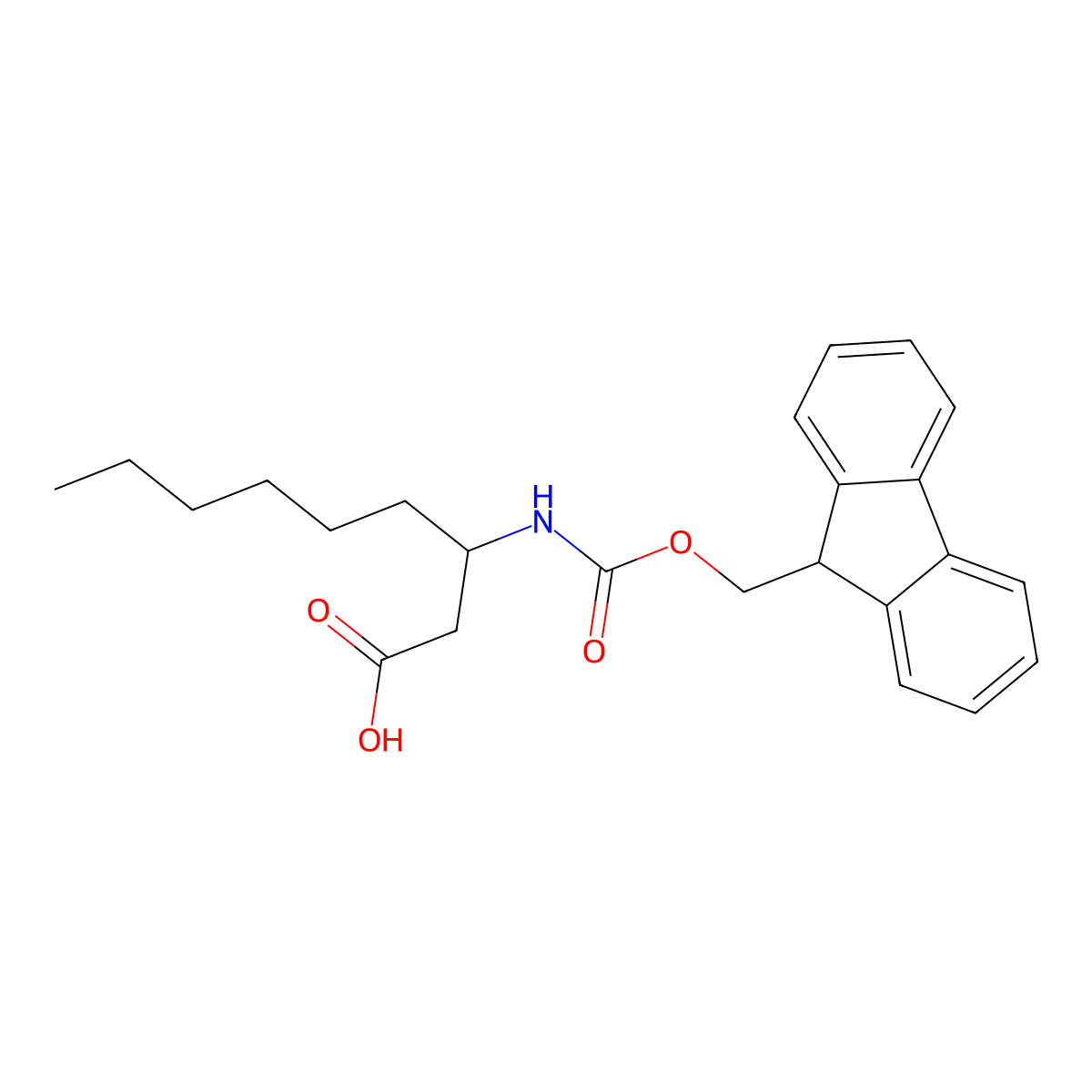 N-Fmoc-(+/-)-3-aminononanoic acid molecular structure, CAS 1335041-93-4