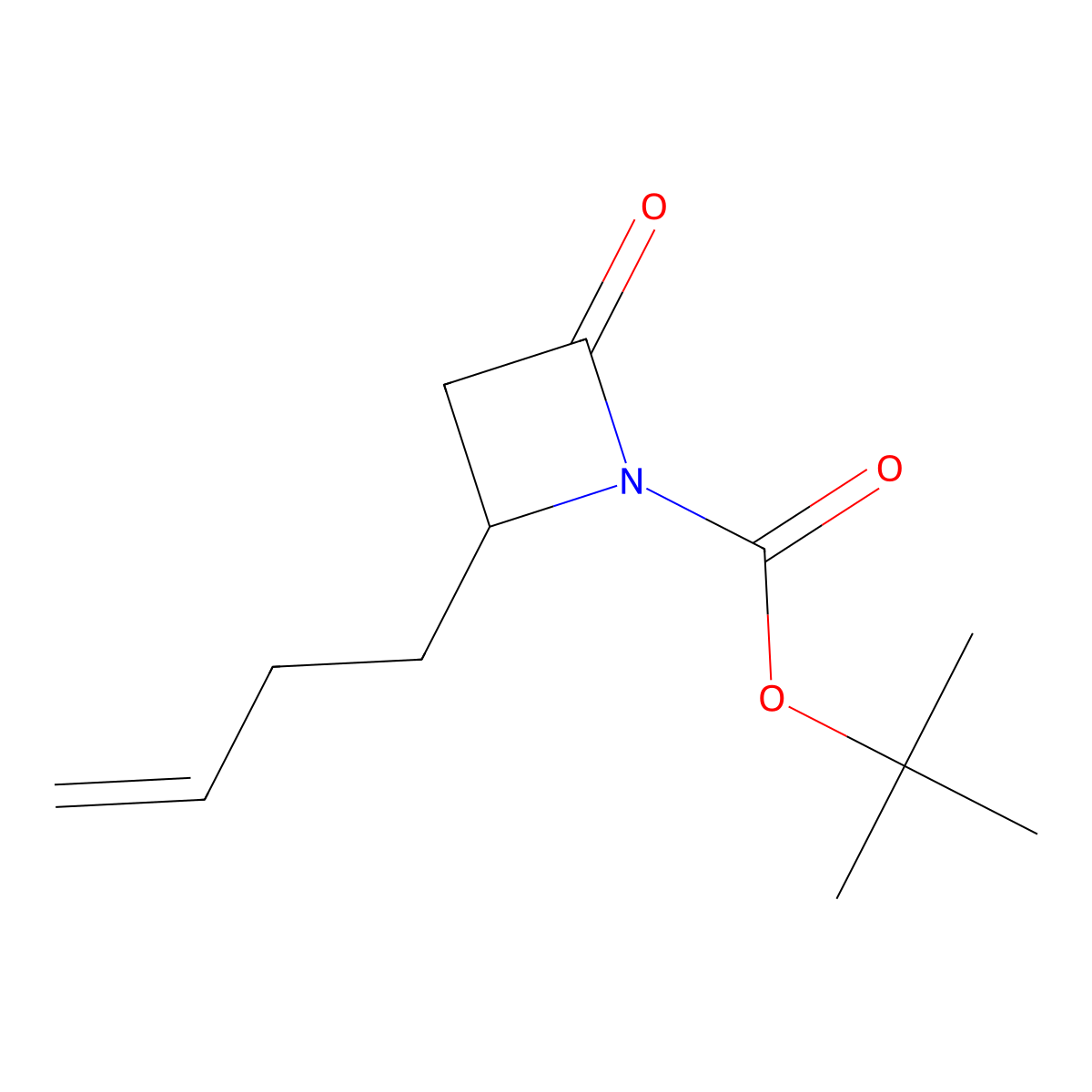 Tert-butyl 2-(but-3-en-1-yl)-4-oxoazetidine-1-carboxylate molecular structure, CAS 1335041-94-5