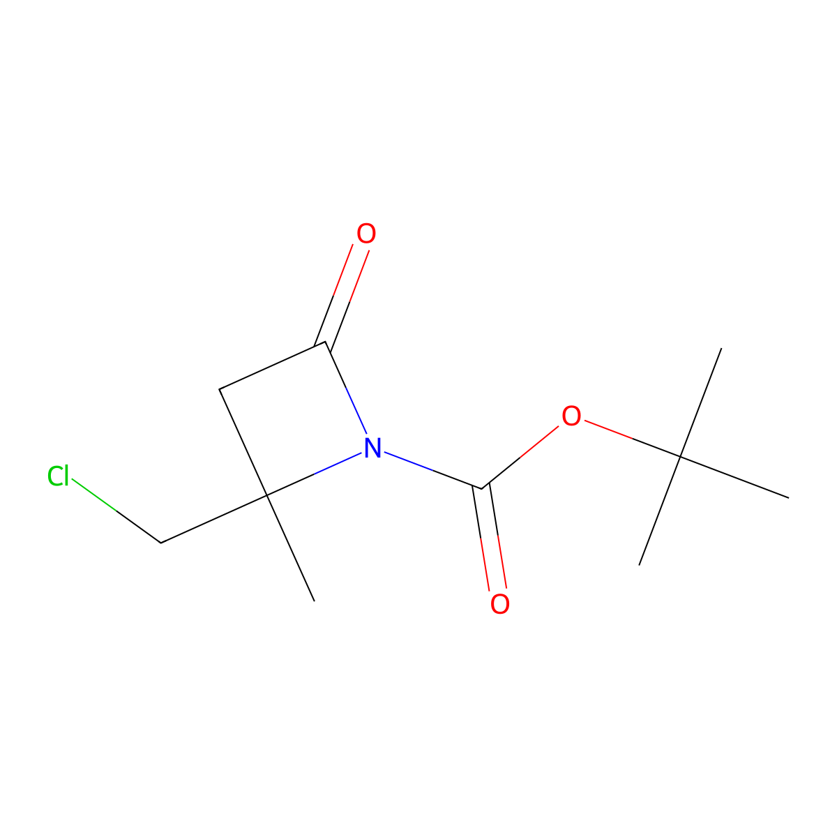 Tert-butyl 2-(chloromethyl)-2-methyl-4-oxoazetidine-1-carboxylate molecular structure, CAS 1335042-11-9